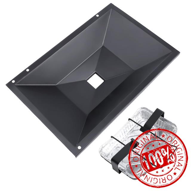 QuliMetal 99250 Grease Tray with 7515 Catch Pan and Holder - Drip Pan for Weber Spirit 310