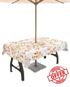 Fall Leaves Outdoor Tablecloth with Umbrella Hole and Zipper