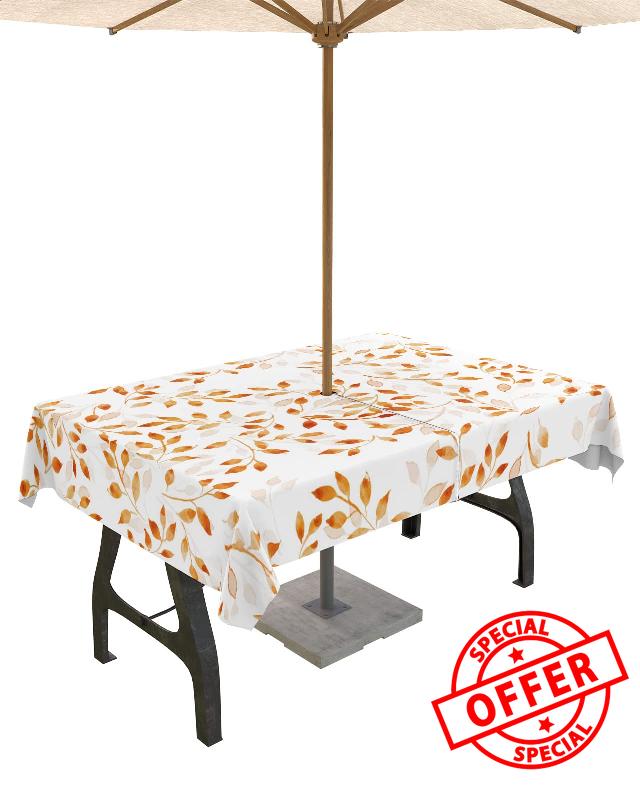 Fall Leaves Outdoor Tablecloth with Umbrella Hole and Zipper