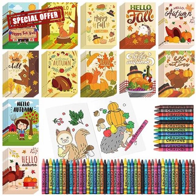 144 Pcs Water Coloring Books with Crayons for Toddlers Painting Drawing Book for Kids Birthday Party Small Color Booklets Educational Learning Doodle for Classroom Gifts (Maple)