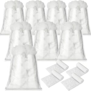 Gejoy 12 Pcs Christmas Fake Snow Decoration Including 8 Pcs Artificial Fluffy Snow Fiber 4 Pcs 35 x 8 in Fake Snow Blanket Snow Fluff Decoration Village Displays for Winter Village Mantel Decoration