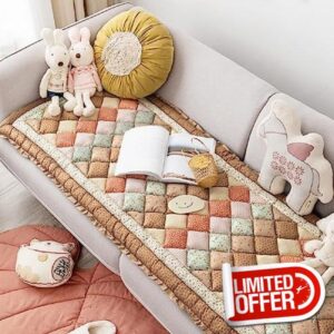 Yoovat Funny Couch Cover Magic Sofa Cover Garden Cotton Protective Couch Cover Plaid Cream-Coloured Large Plaid Square Pet Mat Bed Couch Cover (Oblique Lattice Coffee