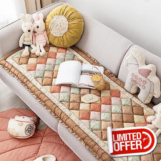 Yoovat Funny Couch Cover Magic Sofa Cover Garden Cotton Protective Couch Cover Plaid Cream-Coloured Large Plaid Square Pet Mat Bed Couch Cover (Oblique Lattice Coffee