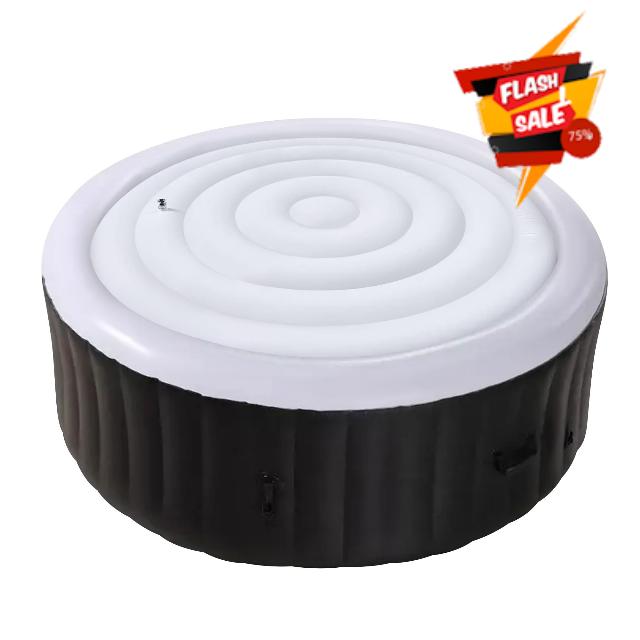 Tlswshsy 5.4 Ft Inflatable Hot Tub Cover- Energy Saving Lid for Round Hot Tub- Foldable Protective Rain Overflow Cover for Outdoor Inflatable Hot Tubs
