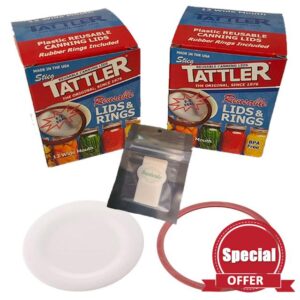 Reusable Canning Lids Bundle Includes 24 Wide Mouth Tattler Lids and Rings and 24 Dissolvable Sunivale Jar Labels For Use With Hot Water Bath