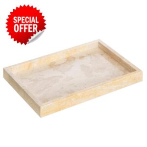 Navaris Travertine Jewellery Tray - 30 x 20 x 3 cm - Natural Stone Beige Organiser Dish - Decorative Holder for Bathroom