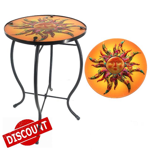 YNGFIL Outdoor Side Table Sun Round Small Patio Accent Table Indoor End Table for Yard