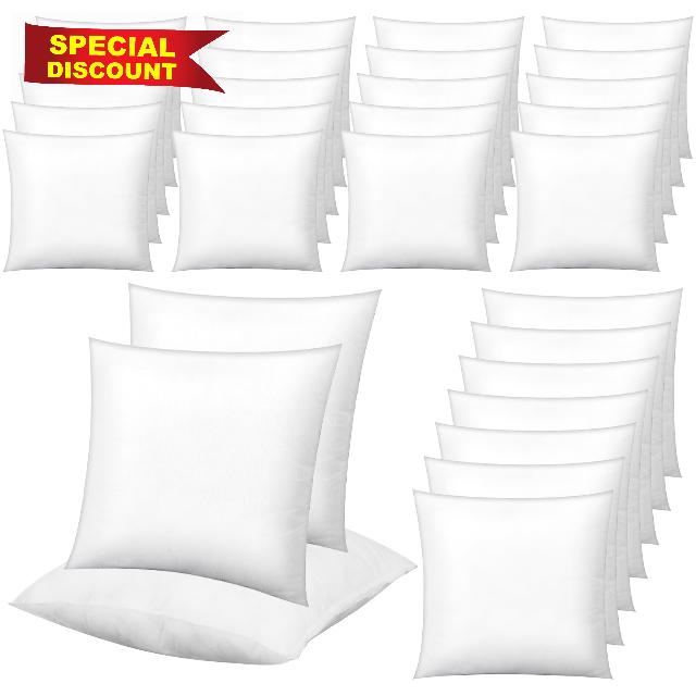 Soaoo 30 Pack 18 x 18 Inches Pillow Inserts Bulk Square White Throw Pillow Insert Set for Bed and Couch Decorative for Halloween Thanksgiving Day DIY Pillow Inserts Home Office Farmhouse Decor