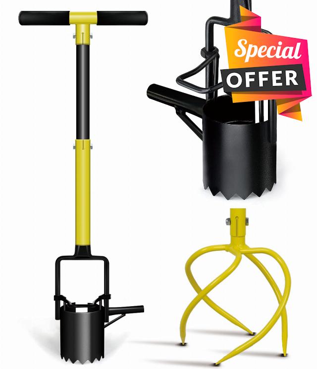 Evcitn Adjustable Bulb Planter Tooland Manual Twist Tiller -Weeding Tool