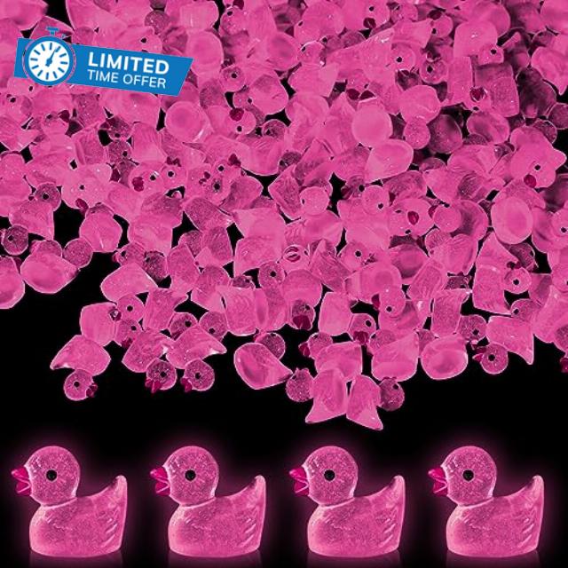 Glimin 500 Pcs Mini Resin Ducks Luminous Tiny Ducks Glow in The Dark Ducks Mini Miniature Duck Figures for DIY Garden Dollhouse Duck Accessory Garden Landscape Home Ornament Decoration