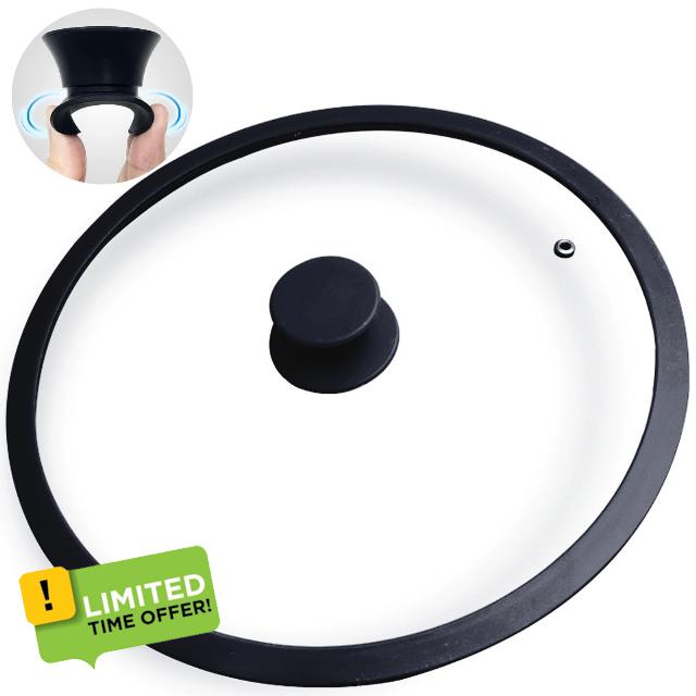 Glass Lid for 12.5 Inch Black Cast Iron Skillets Frying Pans