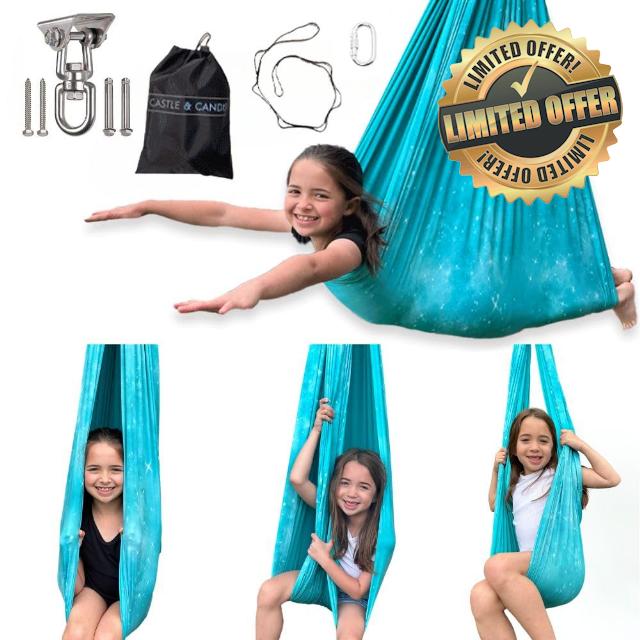 Sensory Swing for Kids Indoor | 55" x 59" Double Layered Autism Swing in 2 Designs with Carry Bag & 360° Swivel | Sensory Swing for Adults | Kids Sensory Swing | Kid Hammock Swing | Toddler Hammock