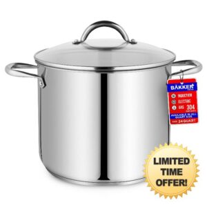 Bakken-Swiss Deluxe 24-Quart Stainless Steel Stockpot w/Tempered Glass See-Through Lid - Simmering Delicious Soups Stews & Induction Cooking - Exceptional Heat Distribution - Heavy-Duty & Food-Grade