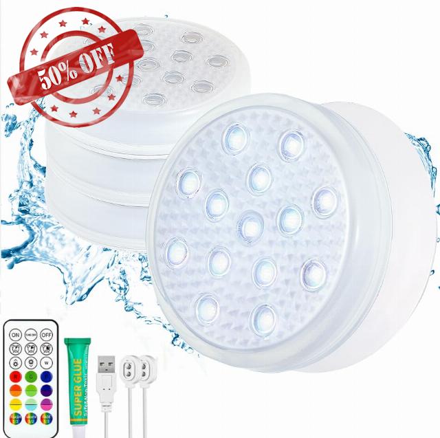 SYTB 2023 Submersible Led Pool Lights with Remote Color Changing Rechargeable IP68 Waterproof Underwater Pond Lights for Fountains Floating Lights for Inground Pools Hot Tub Accessories (4-Pack)