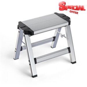 MTKOALA Folding Aluminum Step Stool - 400 lb Load Capacity - Foldable & Sturdy - Ideal for Adults