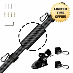5FT Black Flag Pole with Holder-Carbon Fiber Heavy Duty American US Flagpole-Rustproof and Tangle Free Flag Pole for Outdoor-Wall Mounted Spinning Flagpole for Residential and Commercial