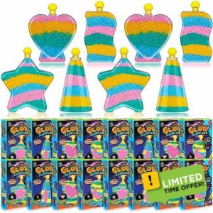 Liliful 24 Create Your Own Sand Art and Crafts Activity Kit Glow in The Dark Colored Sand Kits Sand Art Bottles Bulk Funnels Sticks Colorful Sand Glowing Sand for Girls Boys DIY Party