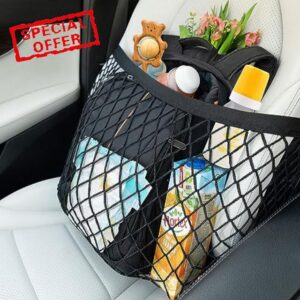 Ultimate Car Seat Net and Car Net Front Seat Organizer - Versatile Elastic Net Holds All Sizes & Shapes- Fits Most Vehicles - Front Seat Net Holder - Car Seat Net Holder - Net for Car Front Seat