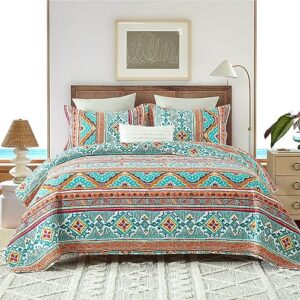 Striped Red Green Bohemian Bedspread