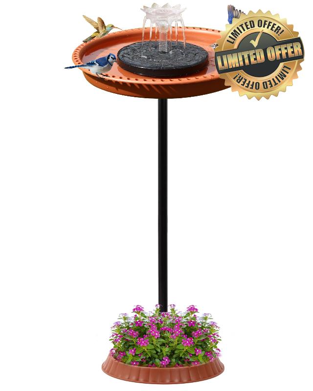Ribgwo Solar Powered Bird Bath Fountains for Hummingbirds