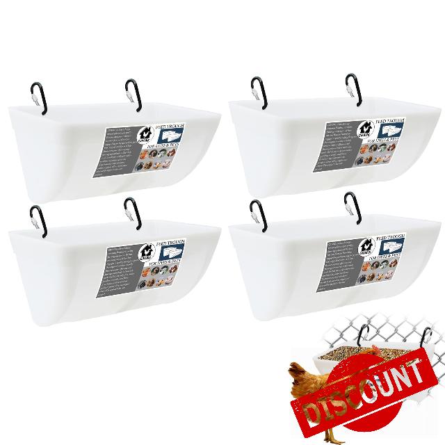 GIFANK 4 Pack Chicken Feeder Feed Trough with Clips Hanging Fence Feeders for Goat Duck Sheeple Piglets Horse Chicken Deer Goose