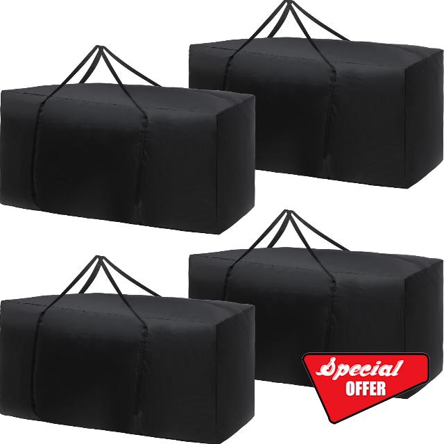 Silkfly 4 Pcs Patio Cushion Storage Bags 68 Inch Outdoor Cushion Storage Bag Extra Large Furniture Pillow Storage Bag Black 420d Oxford Fabric Christmas Tree Storage Bag