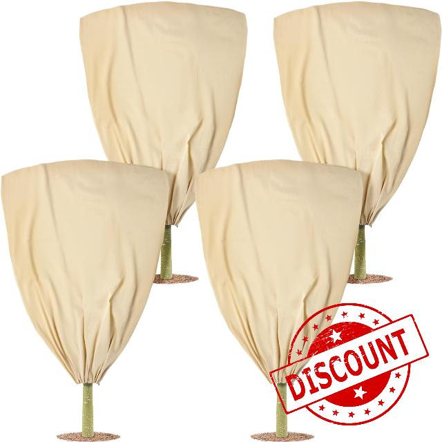 Windyun 4 Pack 47 x 71 Inch Reusable Burlap Winter Plant Cover Bags Warm Plant Frost Blankets Large Burlap Plant Covers Freeze Protection with Drawstring for Outdoor Garden Plants Fruit Trees Shrubs