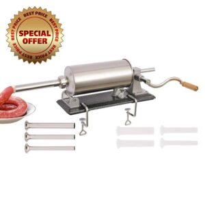 Sausage Stuffer - Stainless Steel Homemade Manual Sausage Maker Horizontal Meat Filling Kitchen Machine
