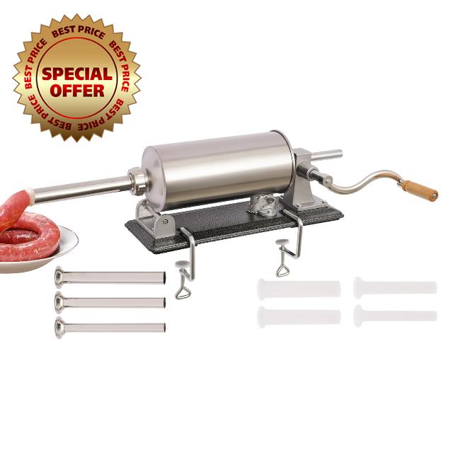 Sausage Stuffer - Stainless Steel Homemade Manual Sausage Maker Horizontal Meat Filling Kitchen Machine