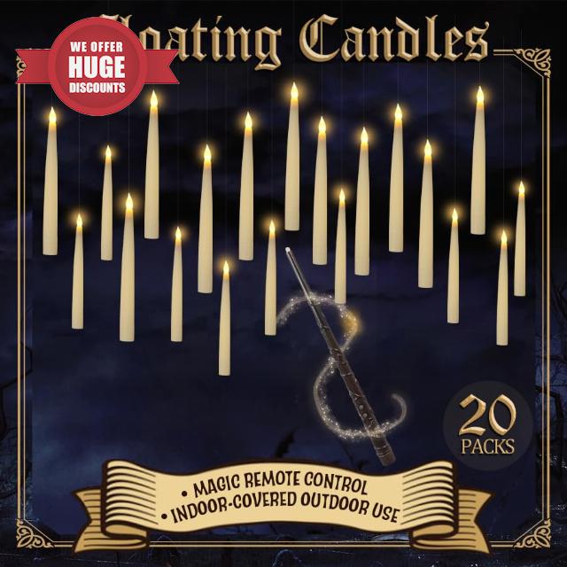 20pcs Halloween Flameless LED Floating Candles with Magic Wand Remote - Floating Hanging Home Decorations for a Spooky Atmosphere-Perfect for Festive Home Display