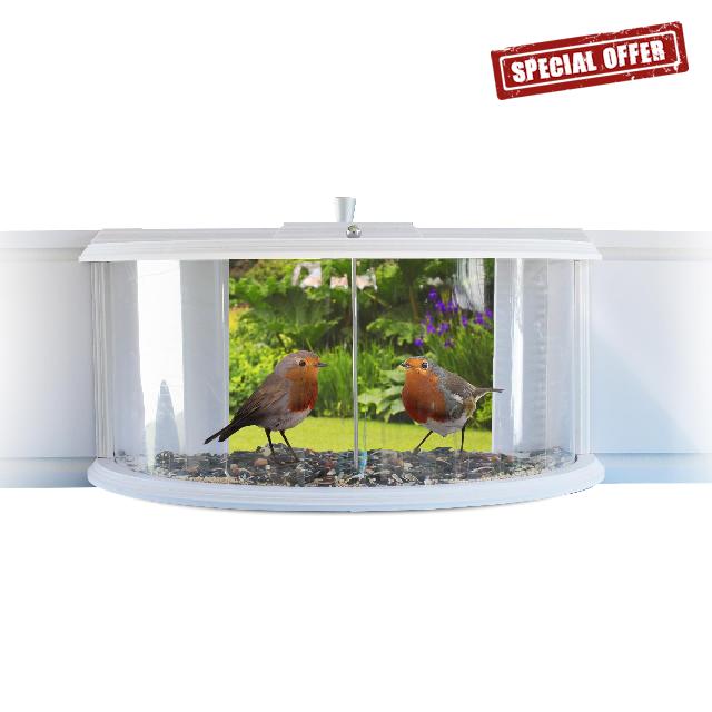 EMAISTORE Window Bird Feeder with a 180° View from Inside Your House. Window Insert Bird Feeder - Easy-Refill