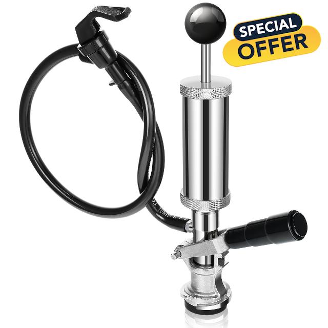 Hicarer D System Keg Tap 4 Inch Beer Tap with Beer Faucet Beer Hose and Keg Coupler Quality Keg Pump Heavy Duty Keg Tap Kit for Party Picnic Homebrew