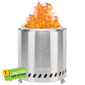 COOZOOM Portable Table Top Fire Pit: 10" x 8.6" Stainless Steel Mini Outdoor Stove with Stand