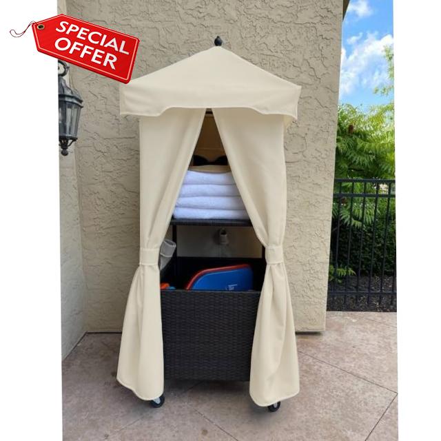 Outdoor Wicker Rolling Towel Valet Cover Water Resistant Patio Outdoor Towel Valet Cover (Replacement Cover Only)