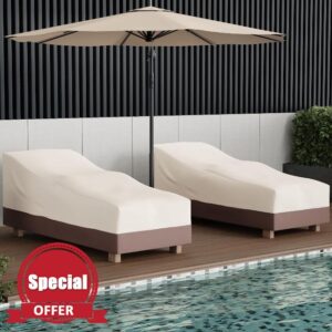 Hptmus 2Pcs Outdoor Chaise Lounge Covers - Patio Chaise Lounge Covers Waterproof Heavy Duty Outdoor Lounge Chair Covers Patio Furniture Covers Lounge Chair Cover Lounge Cover