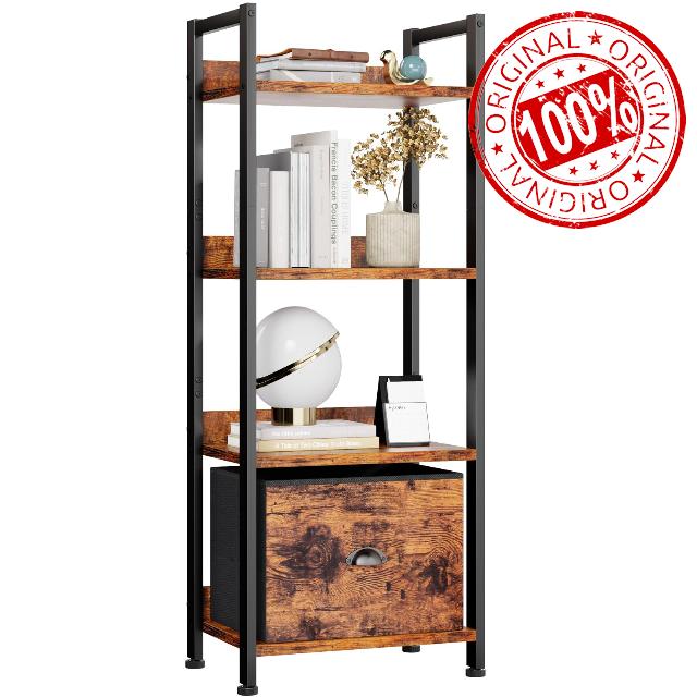 Furologee 4 Tier Bookshelf with Drawer