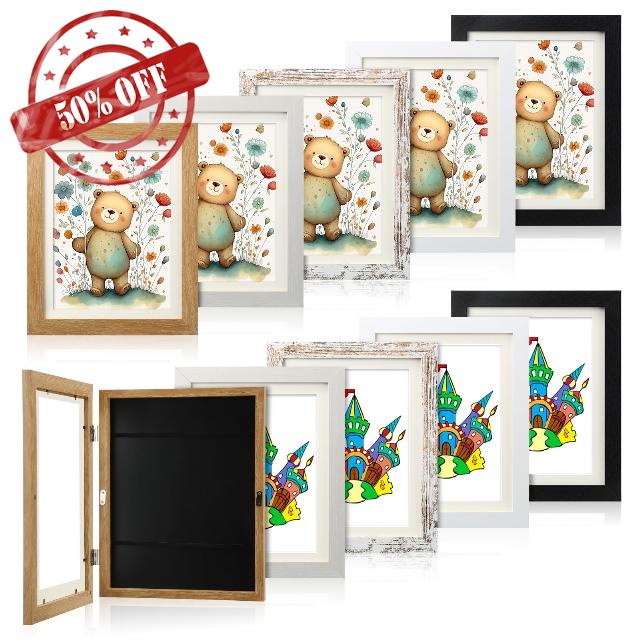 Sintuff 10 Pcs Kids Art Frame 11 x 8.5 Inch Kids Artwork Frame with Acrylic Magnetic Front Opening Changeable Picture Frame Display for Children Drawings Paintings Artwork Art Project