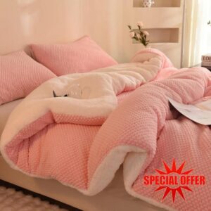 tonrew Fleece Twin Comforter Set-3D Cloud Jacquard Decorative