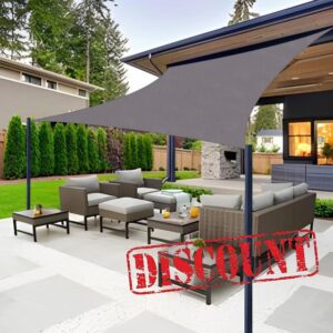 Cool Area 16' x 20' Dark Grey Rectangle Sun Shade Sail Canopy UV Block Sail Shade Fabric for Backyard Patio Garden Carport