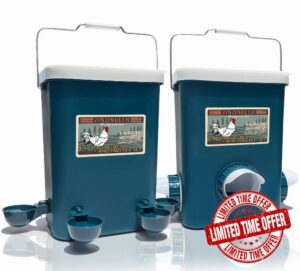 Large Automatic Chicken Feeder and Waterer Set - 3 Gallon/26 Pounds (Cyan)