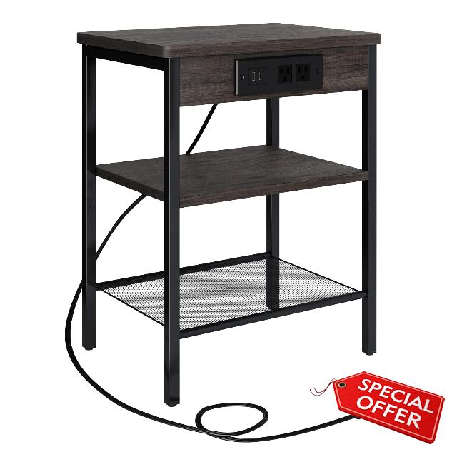 Fixwal End Table with Charging Station