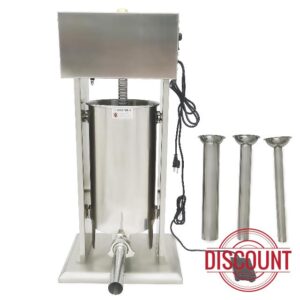 HQHAOTWU Electric Sausage Stuffer Vertical Sausage Filling Machine Stainless Steel Sausage Making Machine 15L Capacity Sausages Maker with 4 Filling Funnels 110V for Commercial Home Use