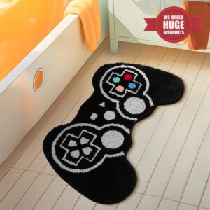 TANVILL Funny Bath Mat Cute Black Gamepad Bathroom Rugs Small Bath Rug