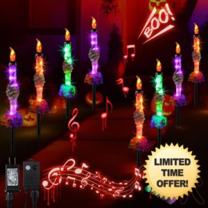Halloween Candle Light Stakes with Music Sync Spooky Sounds