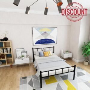 Mavesmog 14 inch Twin XL Size Bed Frame Metal Platform Mattress Foundation with headboard Footboard，Heavy Duty Bed Base