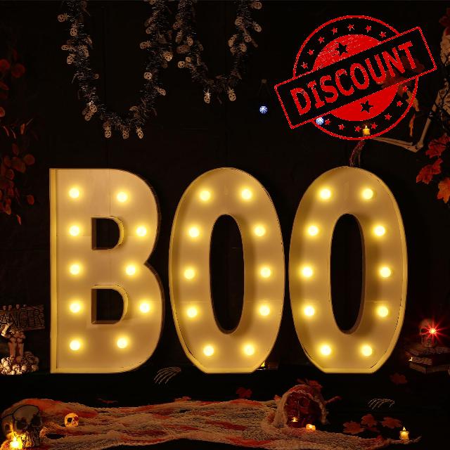 Retisee 3pcs 3.3ft Halloween Light up Boo Letters Large Balloon Frame Glow Letters Marquee Boo Foam Mosaic Giant Letters Kit for Party Decoration Yard Outdoor Supplies