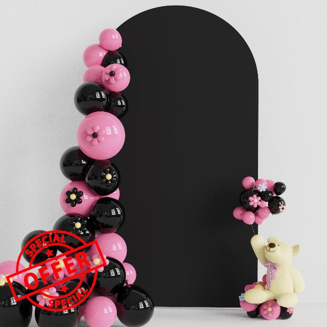 Putros Wedding Arch Cover 7.2FT Black Spandex Fitted Arch Cover for Round Top Chiara Backdrop Stand Covers for Wedding Birthday Party Decoration