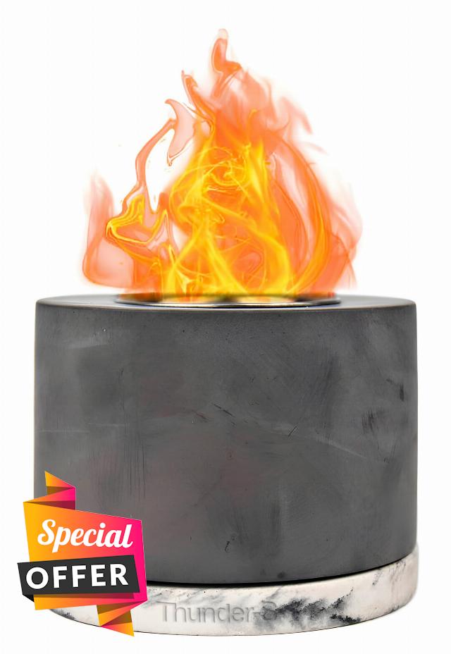 Tabletop Fire Pit Bowl - Concrete Tabletop Fire Pit - Ethanol Firepit Bowl Indoor & Outdoor - Portable Ethanol Fire Pit Concrete Bowl - Mini Fire Pit Rubbing Alcohol Fireplace - by Thunder-S