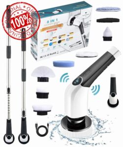 Electric Spin Scrubber for Cleaning Bathroom: Cordless Power Shower Bath Tub and Tiles Cleaning Brush | 10 in 1 Handheld Automatic Long Handle Battery Operated E-Spin Scrub Cleaner Household use