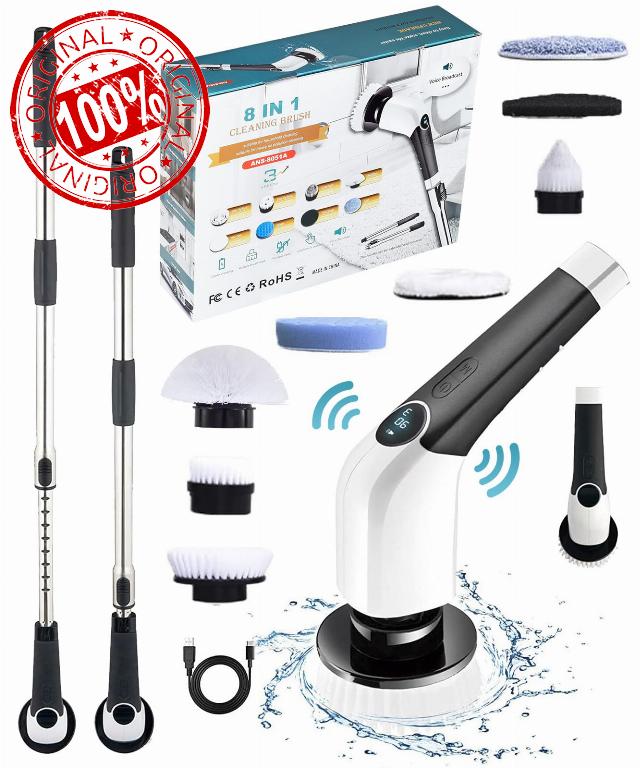 Electric Spin Scrubber for Cleaning Bathroom: Cordless Power Shower Bath Tub and Tiles Cleaning Brush | 10 in 1 Handheld Automatic Long Handle Battery Operated E-Spin Scrub Cleaner Household use